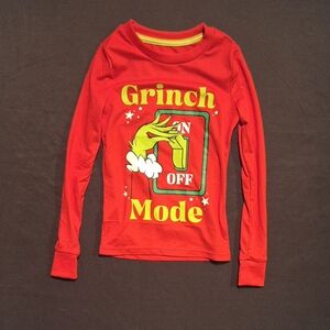 Dr. Seuss Red "Grinch Mode" Long-Sleeve Tee with Red & Green Print